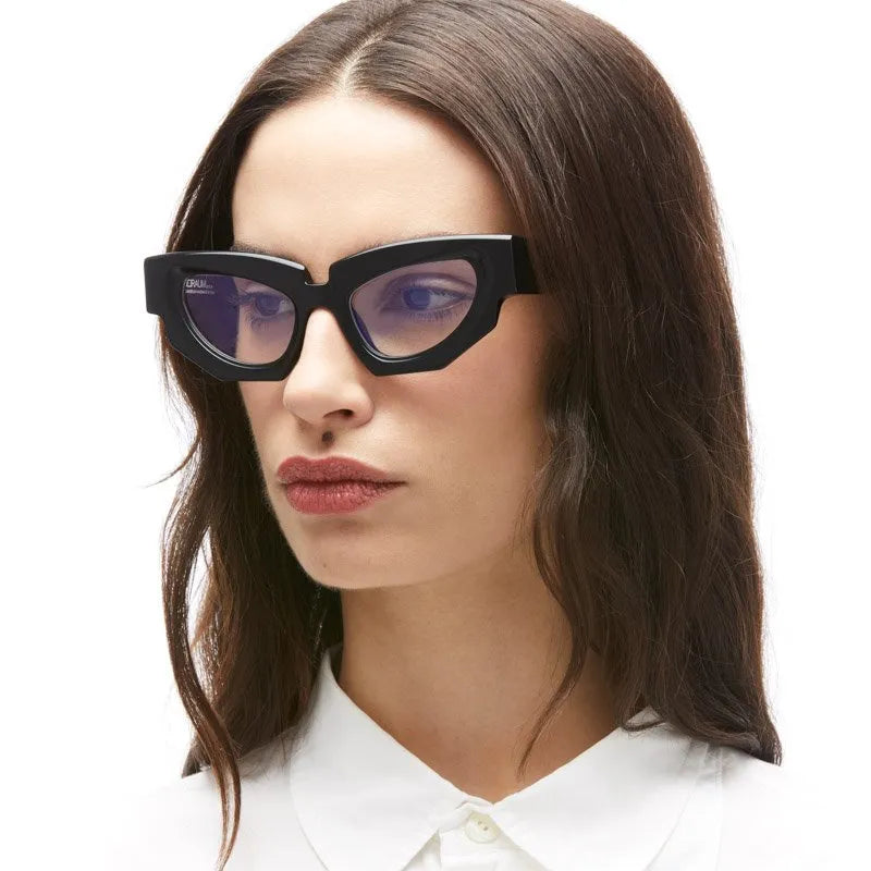 KUBORAUM - F5 Sunglasses - Black Shine in Grey Lens