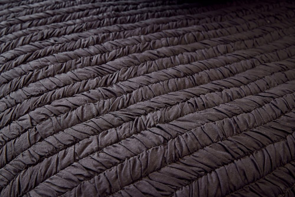 Herringbone handcrafted cotton voile cushion - black