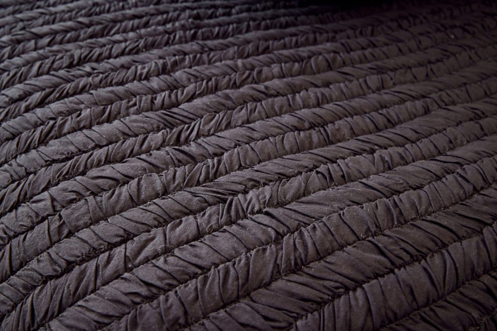 Herringbone handcrafted cotton voile cushion cover - black