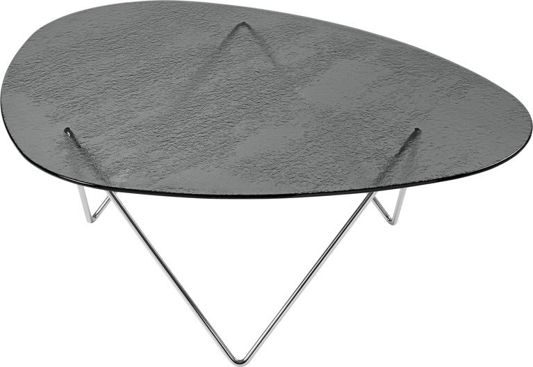 GUBI - Pedrera Coffee Table Structured Glass - Smoke /  Black Semi Matt Base