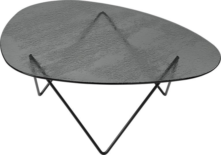 GUBI - Pedrera Coffee Table Structured Glass - Smoke /  Black Semi Matt Base