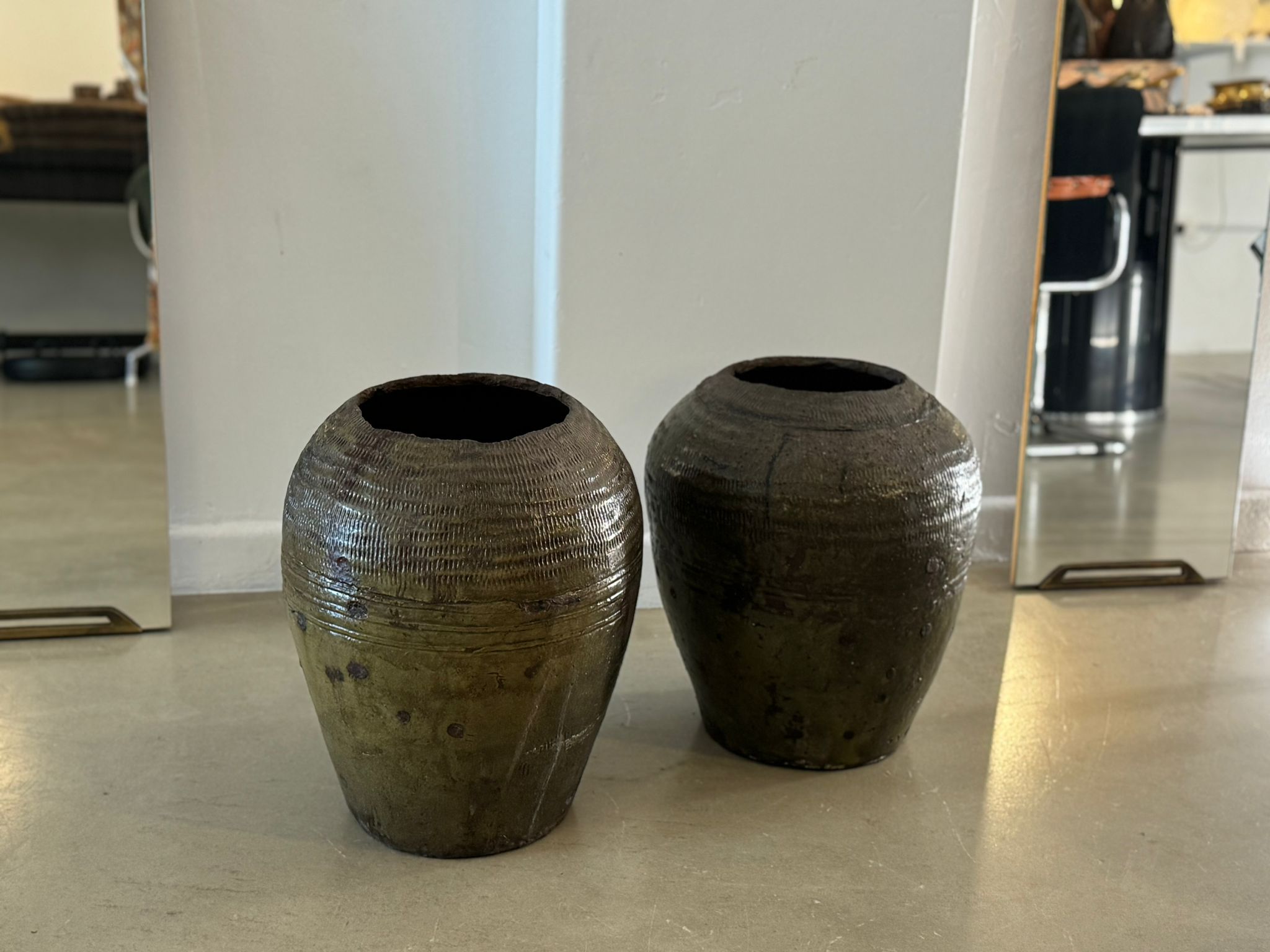 Indonesian Grain Pot Green Vintage Vase