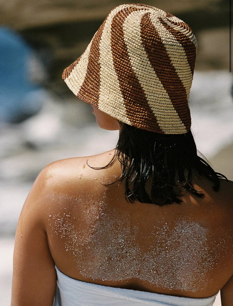 JACE BANU- Cyra Bucket Hat-Cream & Chocolate Spiral