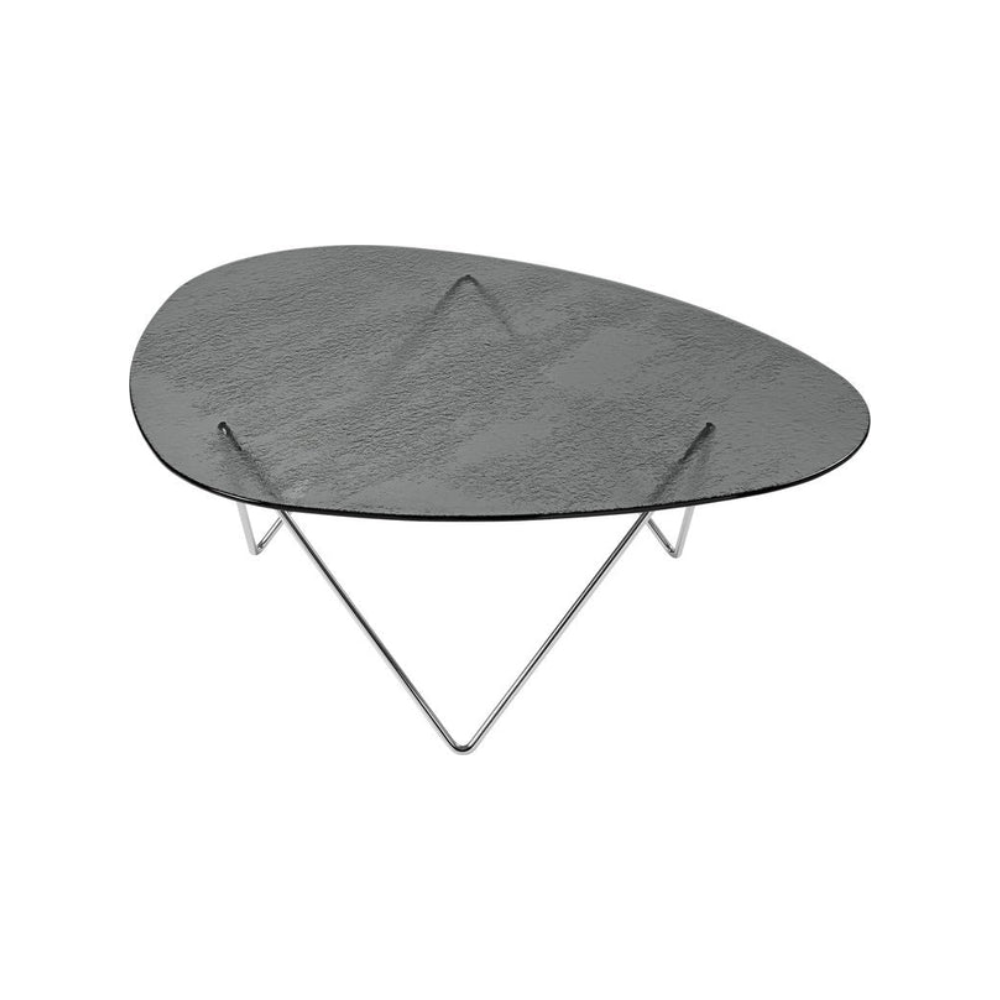 GUBI - Pedrera Coffee Table Structured Glass - Smoke /  Black Semi Matt Base