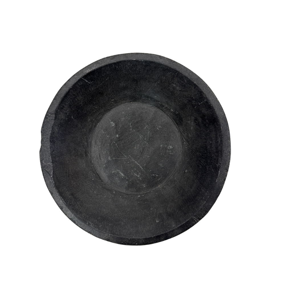 Marble Ravi Round Bowl - Black
