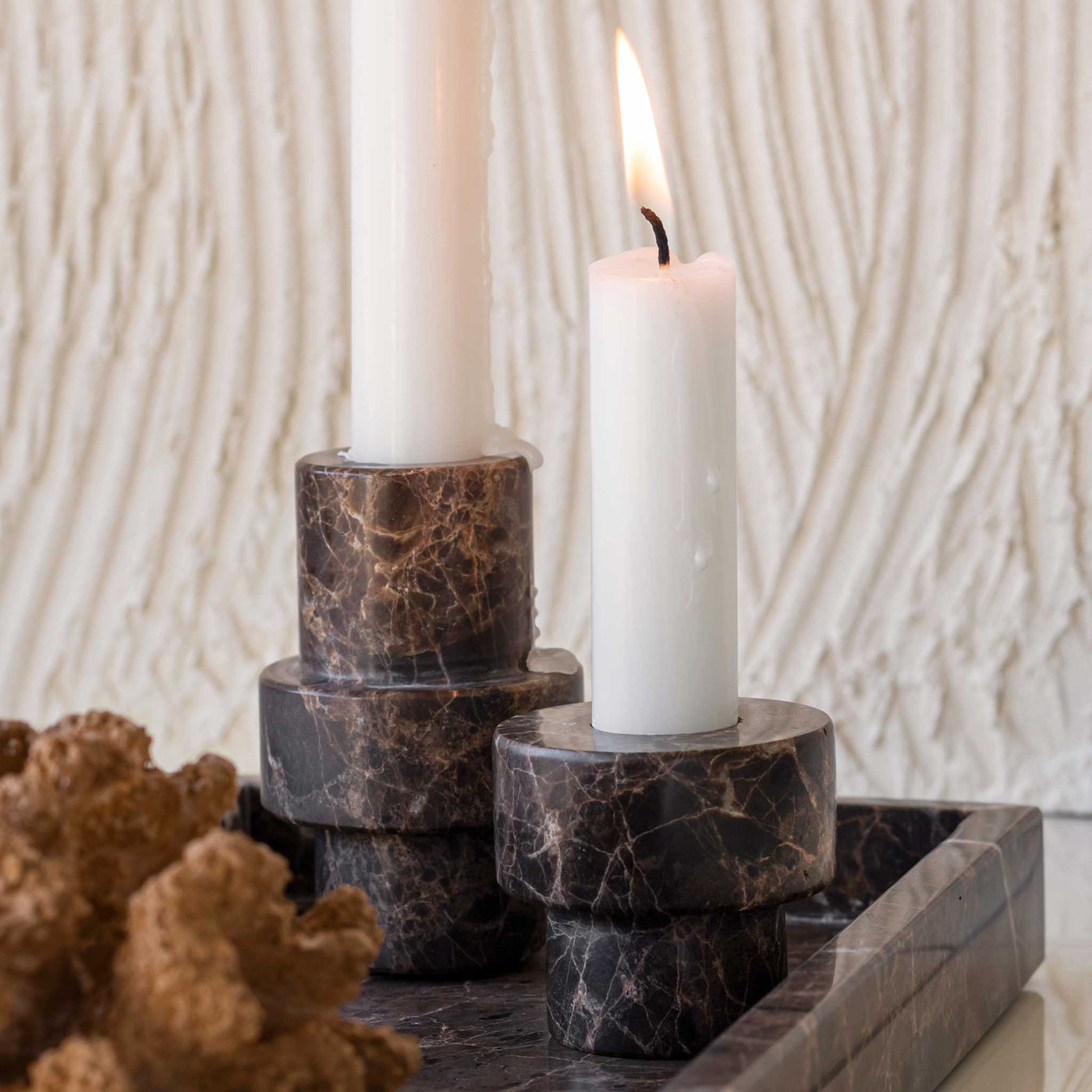 Mette Ditmer Marble Candleholer - Brown - Small