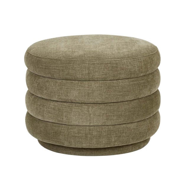 Bendle Ribbed Round Ottoman - Olive