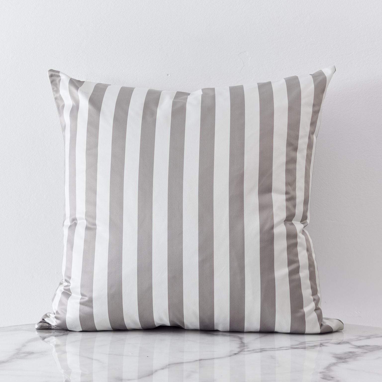 Satin Stripe Woven Taupe & White cushion cover