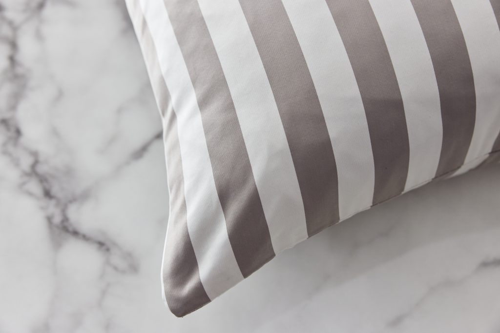 Satin Stripe Woven Taupe & White cushion cover