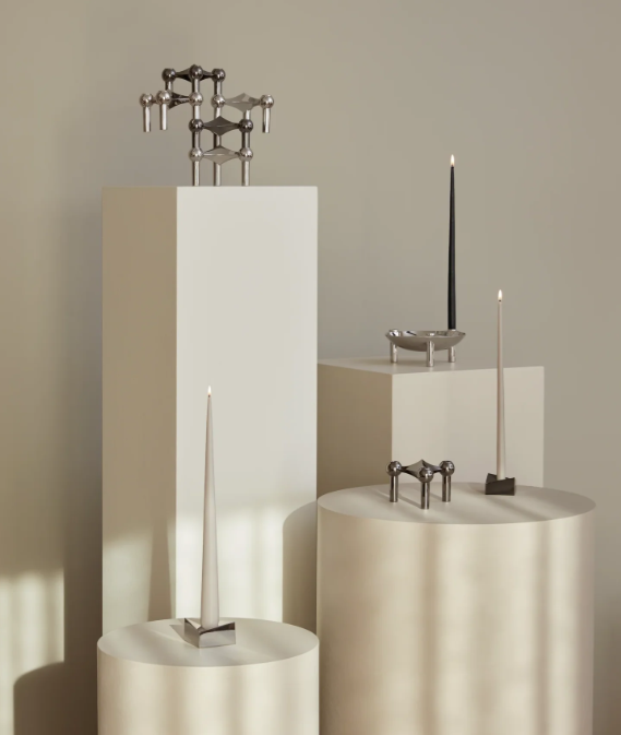 STOFF Nagel - Candle Holder - Chrome Configuration 1 -  FREE PACK OF 12 STOFF/ESTER ERIC CANDLES with purchase