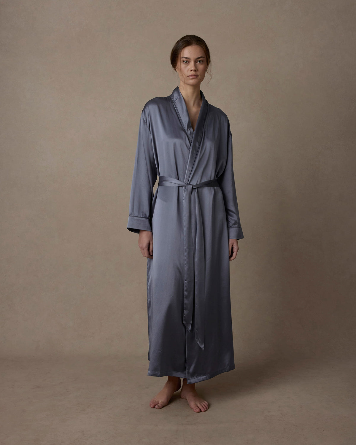 Cultiver - Silk Robe - Steel Blue M/L