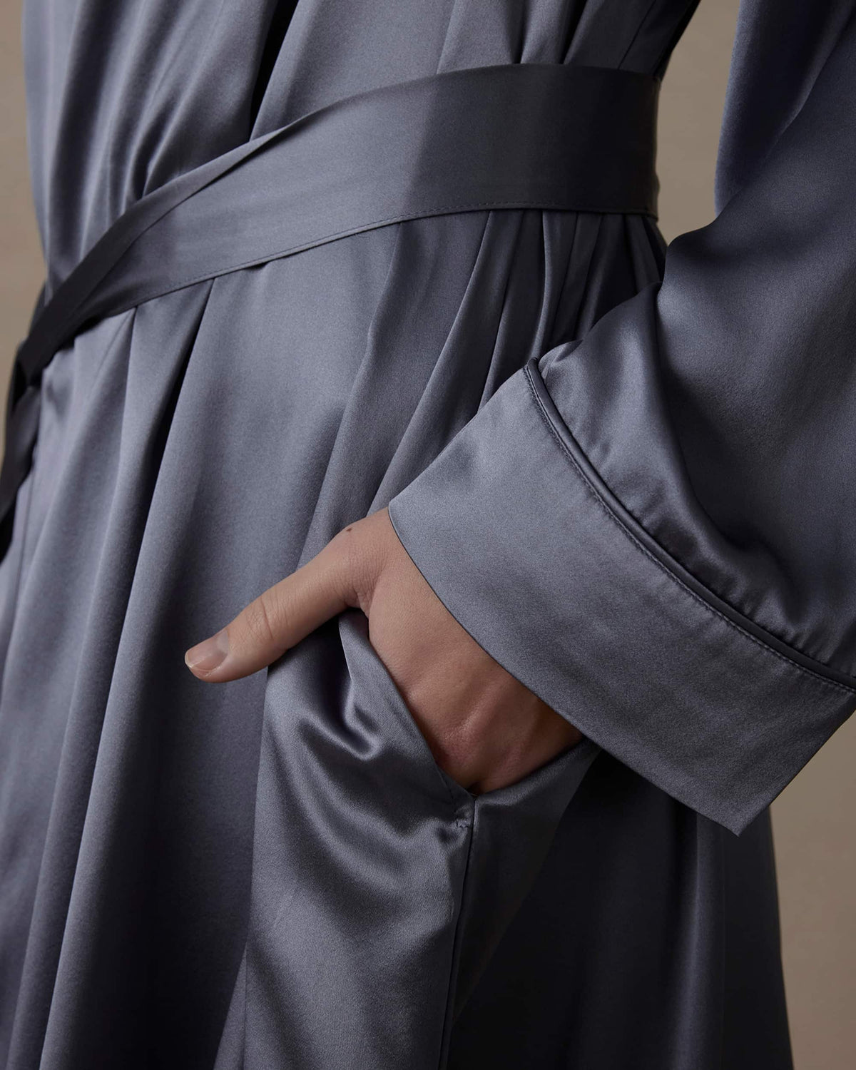 Cultiver - Silk Robe - Steel Blue M/L
