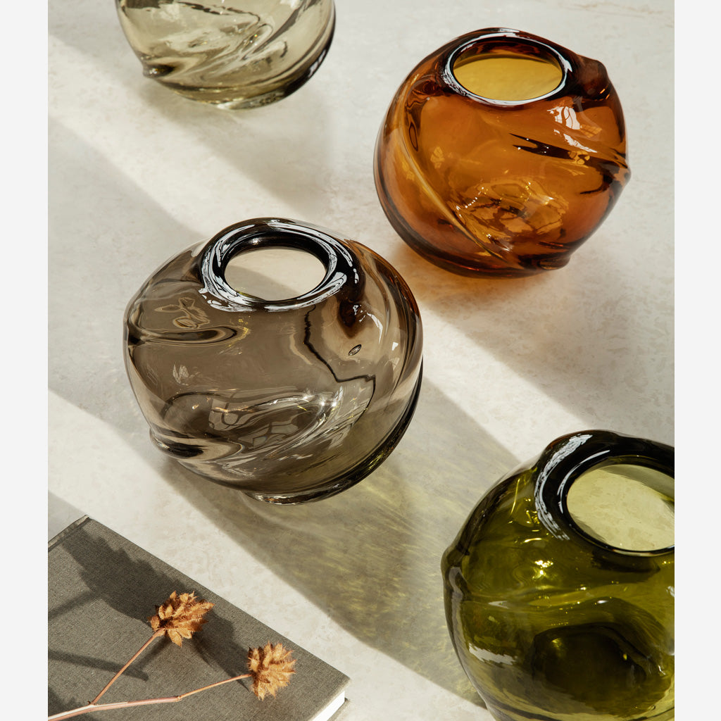 Ferm Living Water Swirl Vase Round Moss Green