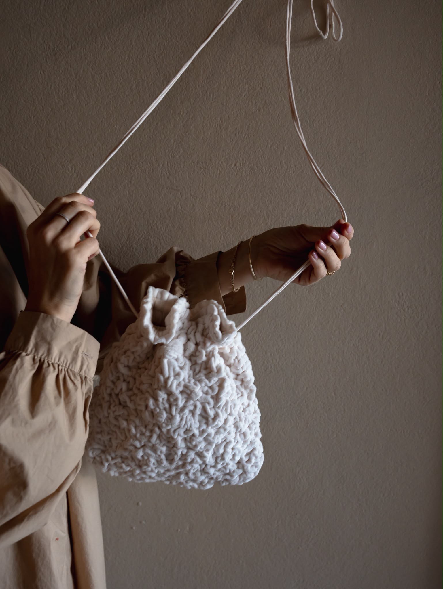 The Voile Collection by LEILAH - Handmade Cotton Velvet Bags - Ecru