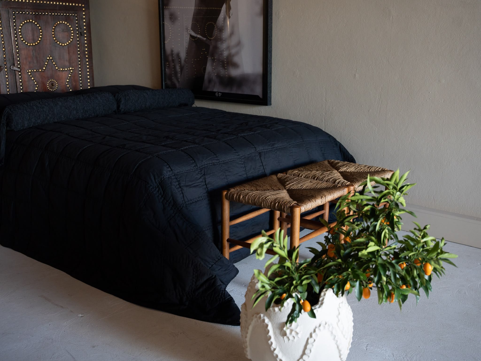The Voile Collection by LEILAH - Gather Bolster - Coal