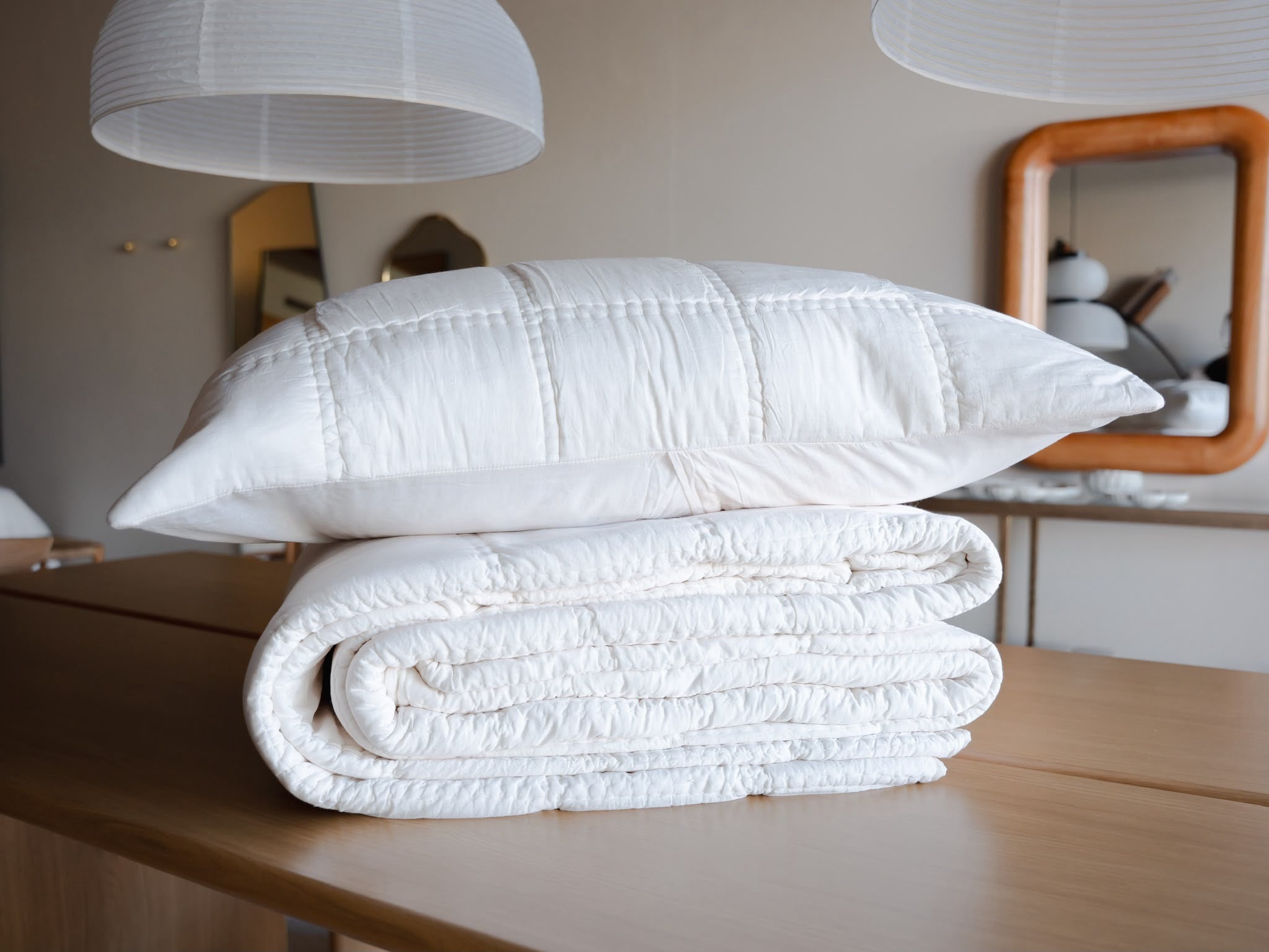 The Voile Collection by LEILAH - Tere Coverlet & Pillow Cover Set - Ecru