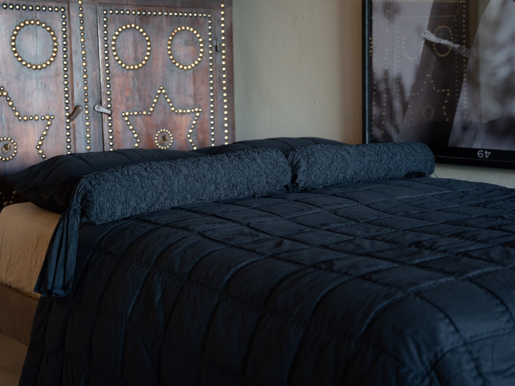 The Voile Collection by LEILAH - Gather Bolster - Coal