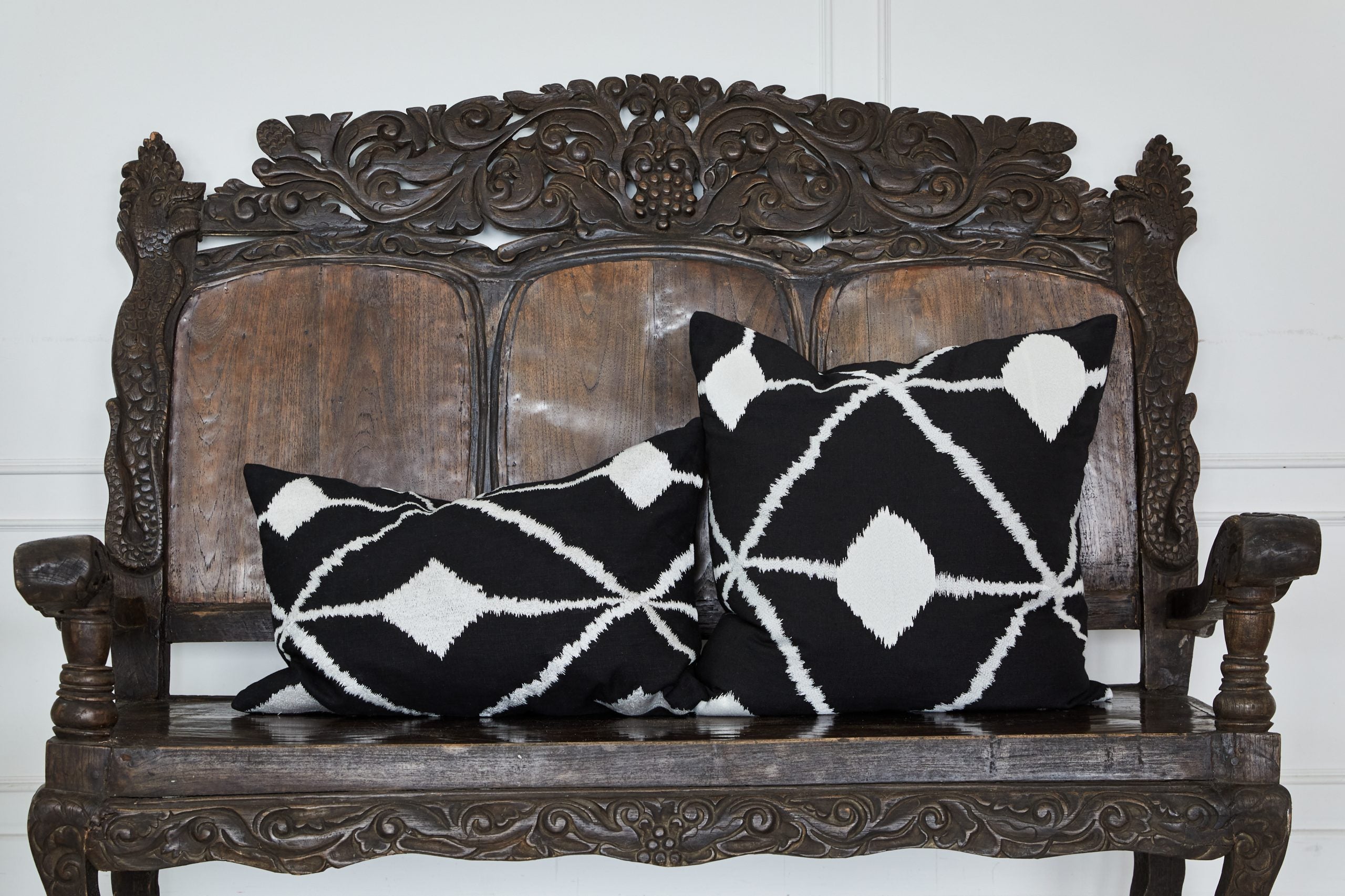 Bedouin Black Embroidered Linen Cushion cover