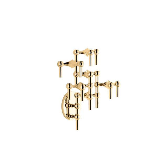 STOFF Nagel - Wall Hanger + candle holders COMPLETE- configuration 3-  Brass