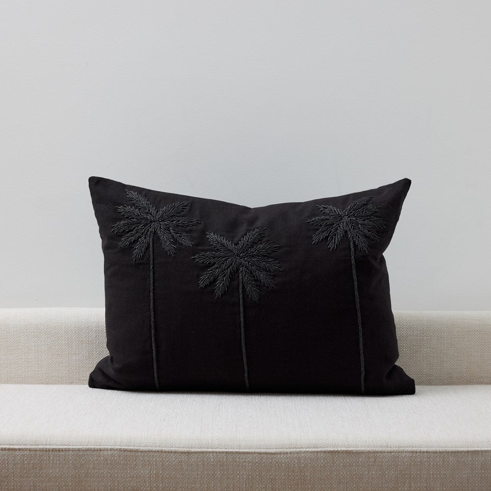 Suarga Black Raffia Palm cushion cover
