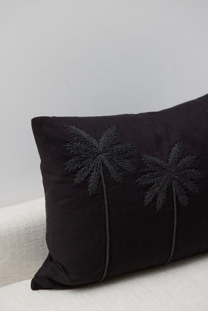 Suarga Black Raffia Palm cushion cover