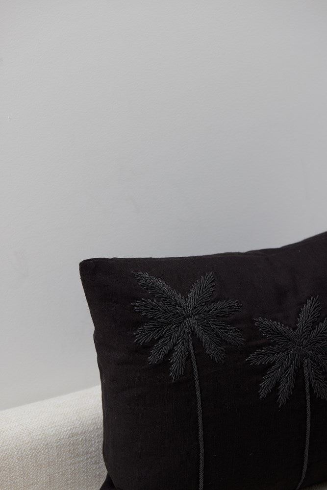 Suarga Black Raffia Palm cushion cover