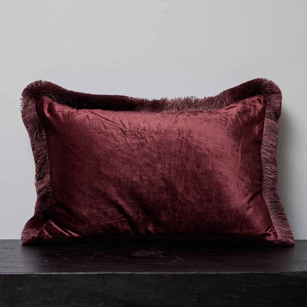 tulay cushion cover - fringe - AUBERGINE