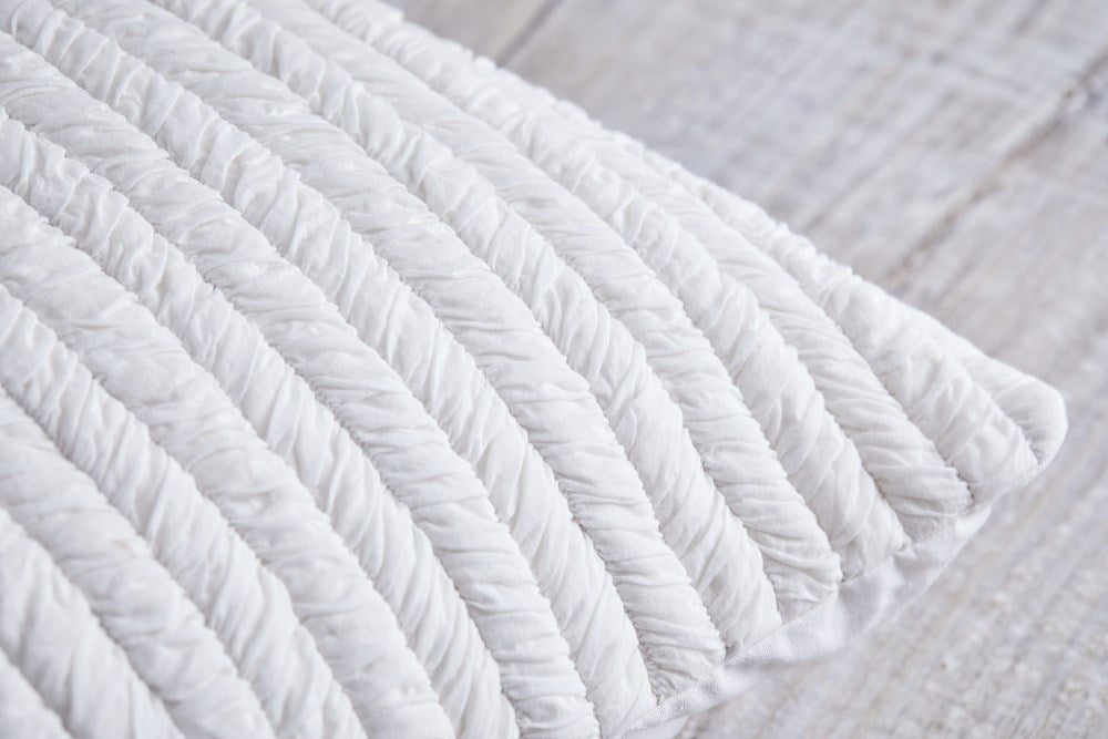 Herringbone handcrafted cotton voile cushion - white