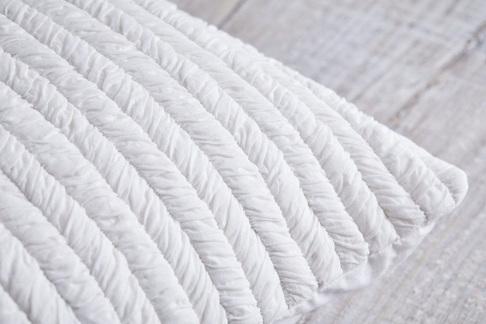 Herringbone handcrafted cotton voile cushion cover - white