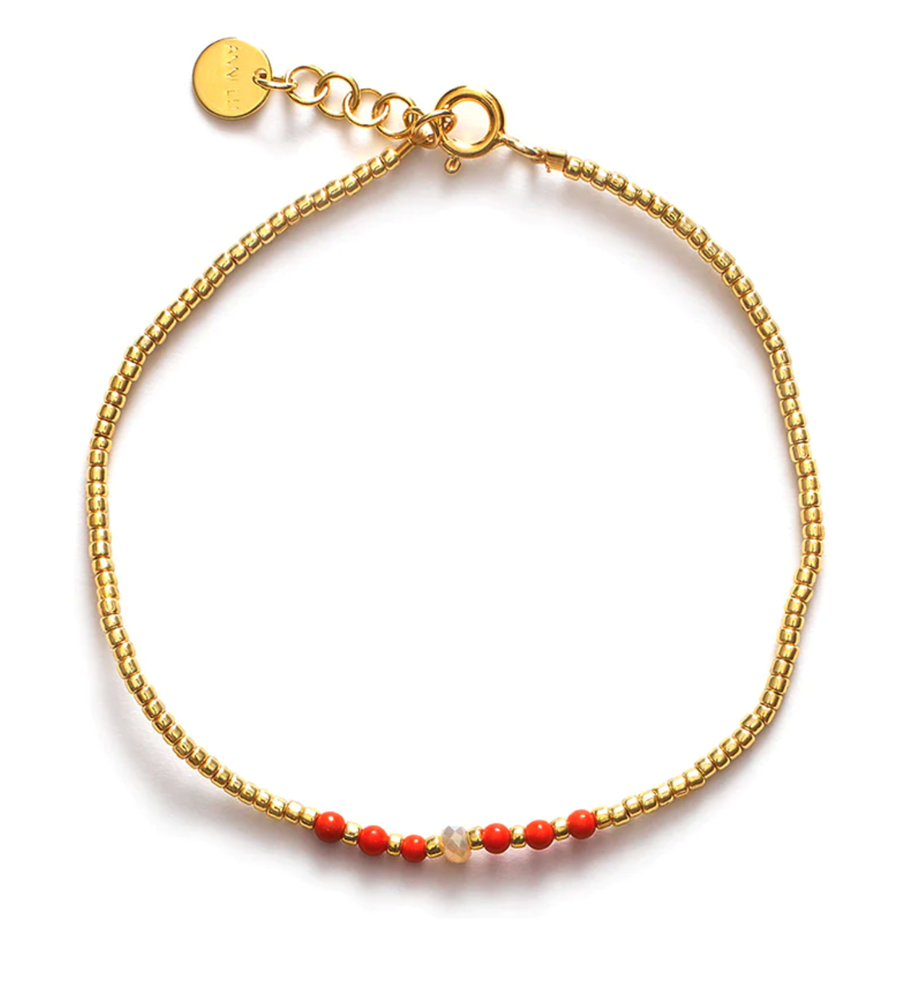 ANNI LU- Bead & Gem Bracelet - Corail